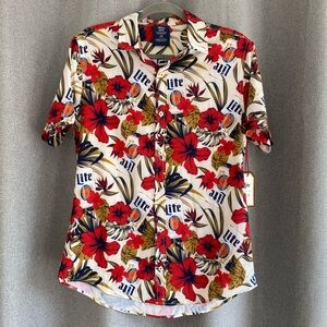 NWT Valor Men's Miller Lite Tropical Button Down Short SleeveShirt S